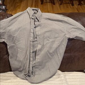 Van Heusen Men's Gray Checkered Button Down Shirt